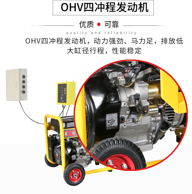 單相（xiàng）6kW無人值守ATS小型汽油發電機組特點